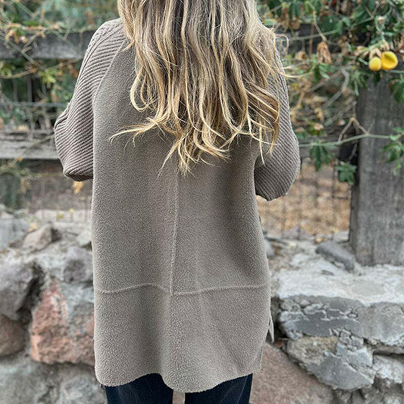 Nerys – Knit Sleeve Double-Breasted Jacket