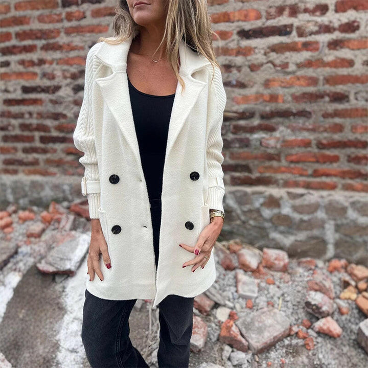 Nerys – Knit Sleeve Double-Breasted Jacket