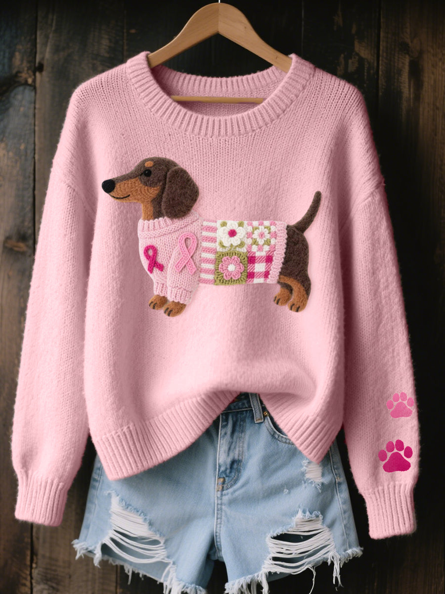 Estelle – Dachshund Patchwork Knit Jumper