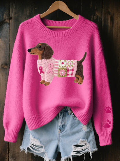 Estelle – Dachshund Patchwork Knit Jumper
