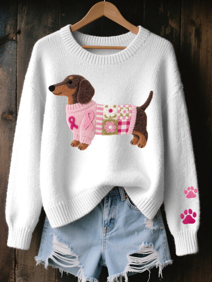 Estelle – Dachshund Patchwork Knit Jumper