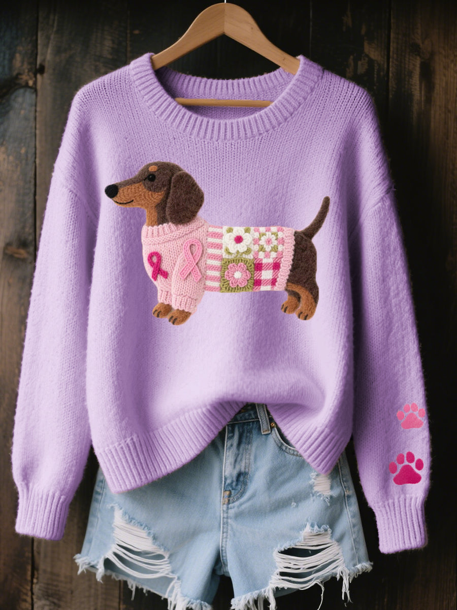 Estelle – Dachshund Patchwork Knit Jumper