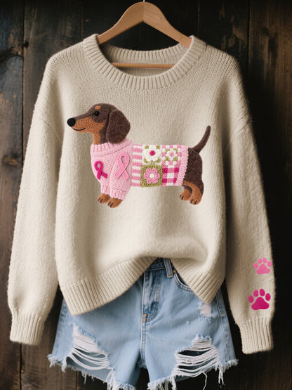 Estelle – Dachshund Patchwork Knit Jumper
