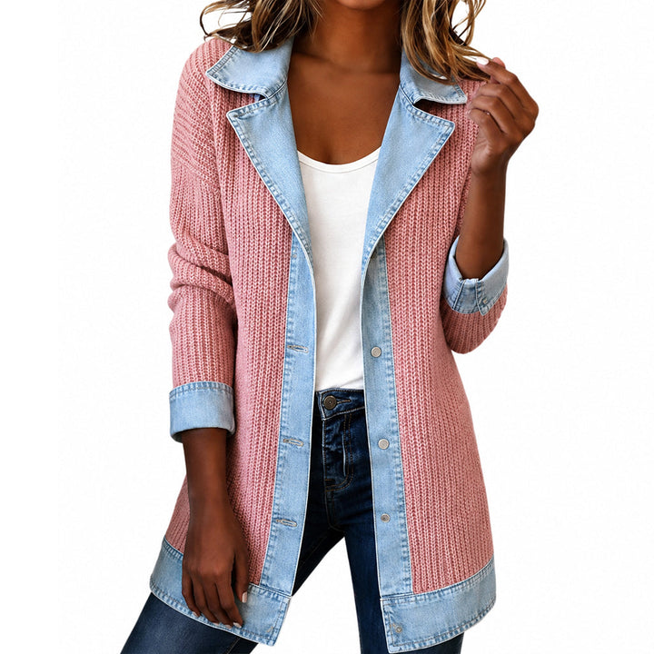 Patricia – Ribbed Knit and Denim Patchwork Jacket