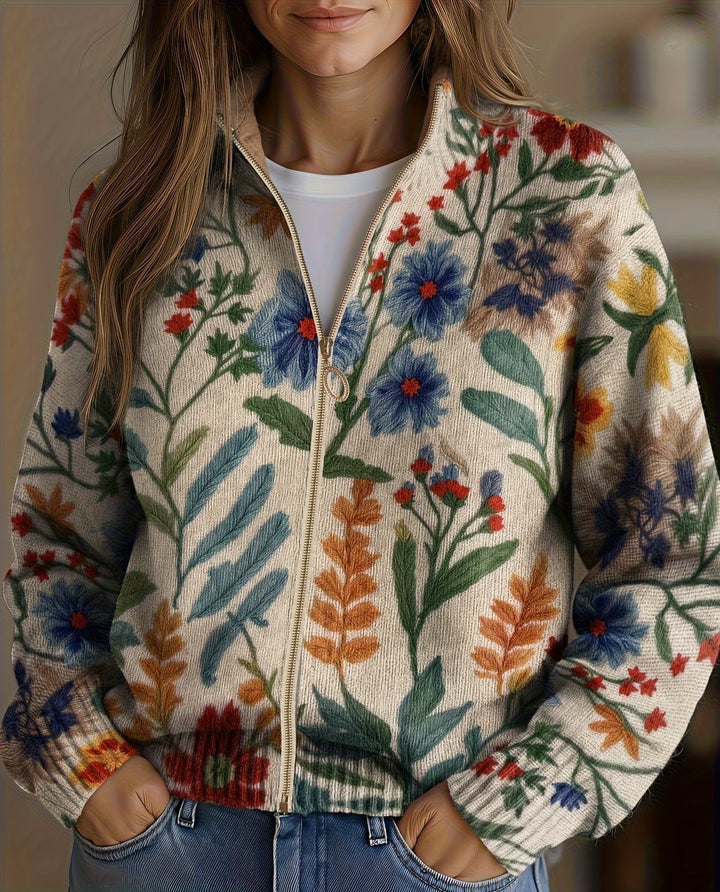 Felicity – Botanical Floral Zip Cardigan