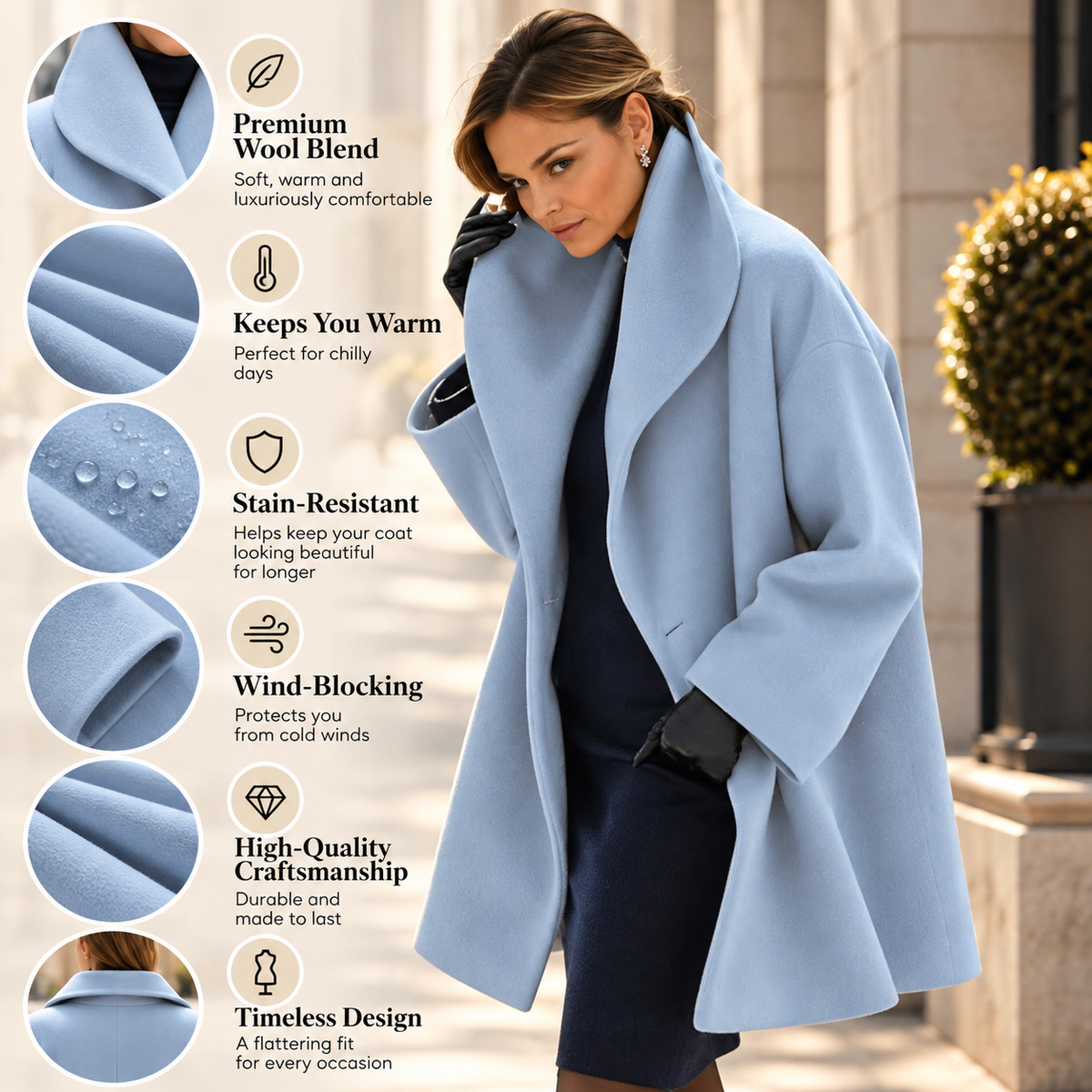 Lowri – Elegant Relaxed Lapel Coat
