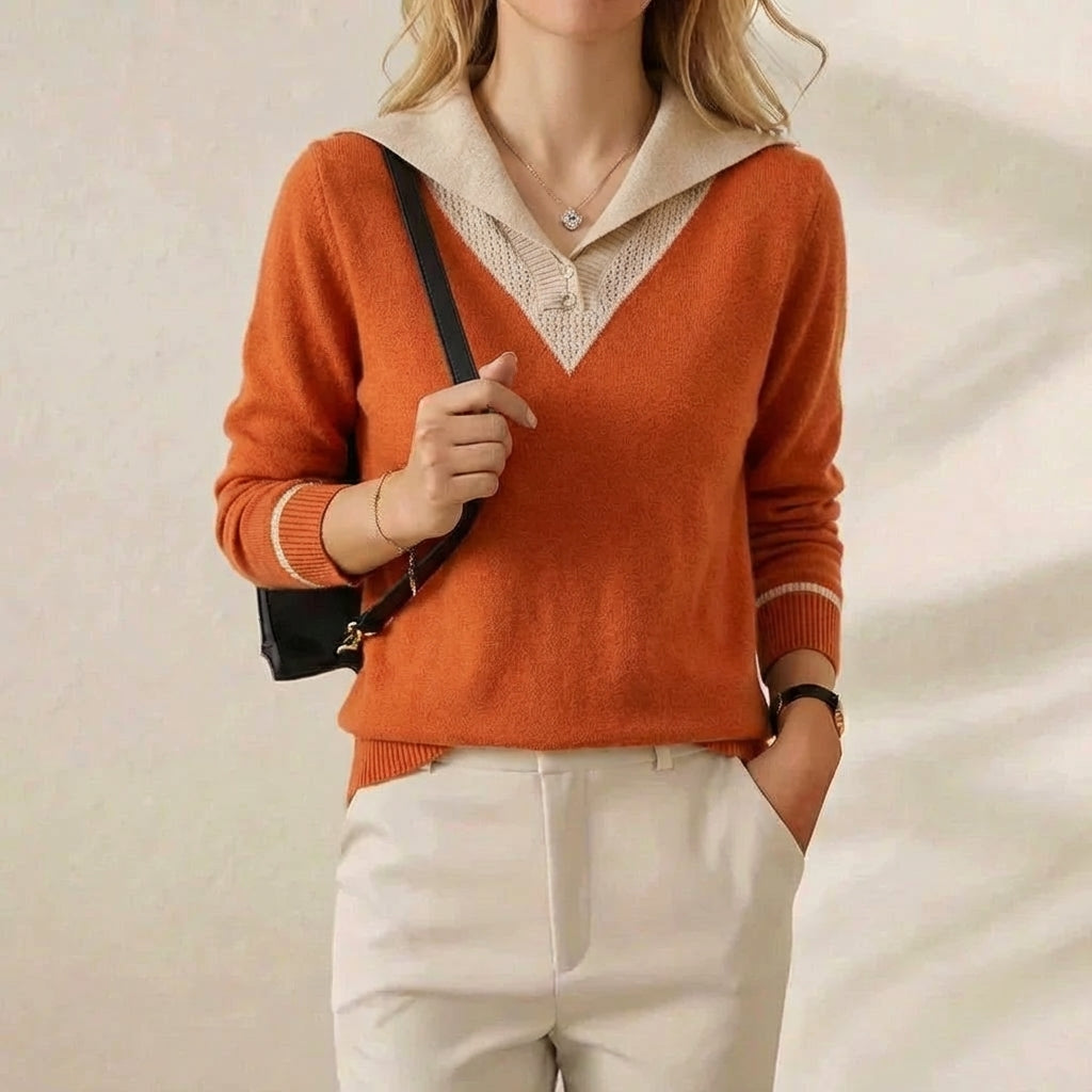 Prudence – Contrast Collar Knit Jumper
