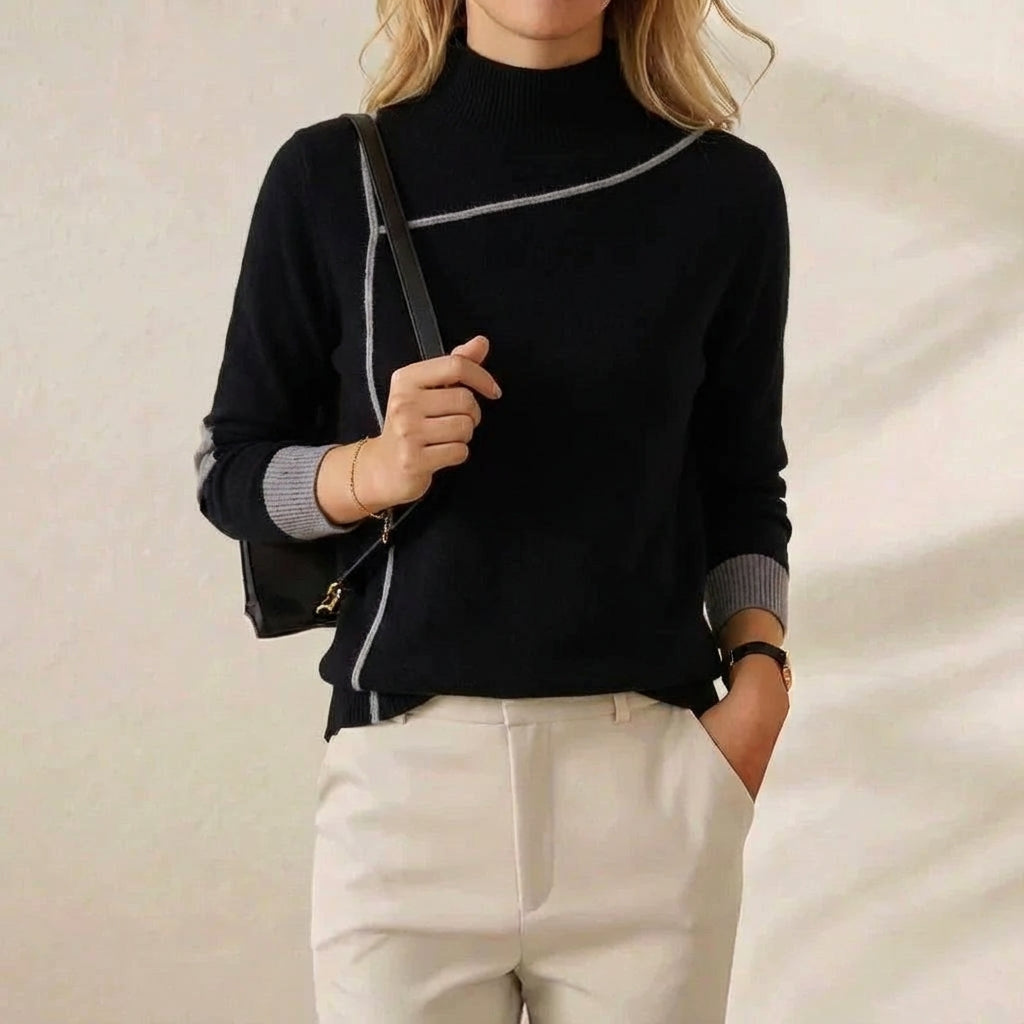 Rosamund – Turtleneck Jumper with Contrast Trim