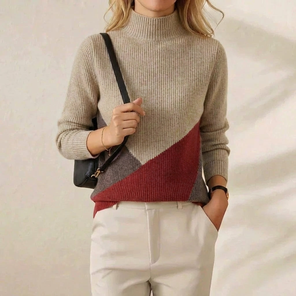 Doreen – Colour-Block Turtleneck Knit Jumper