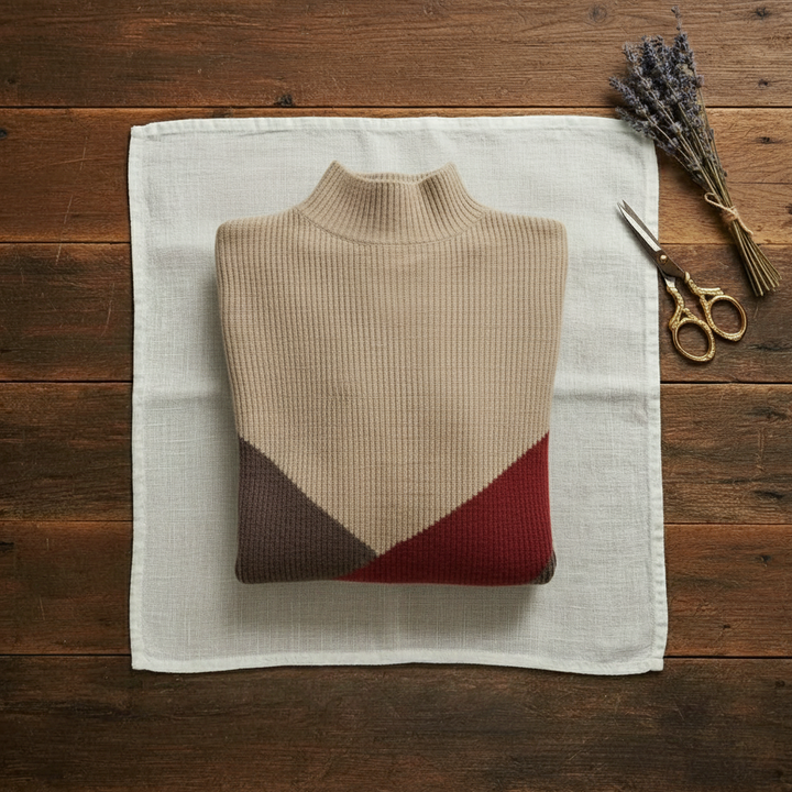 Doreen – Colour-Block Turtleneck Knit Jumper