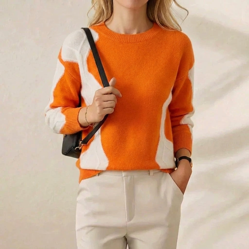 Lorraine – Crew Neck Colour-Block Knit Jumper
