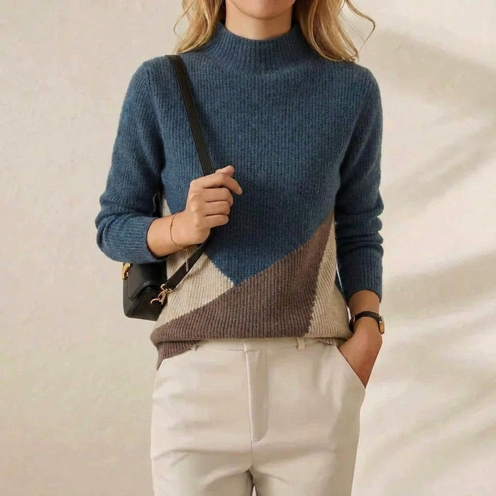 Doreen – Colour-Block Turtleneck Knit Jumper
