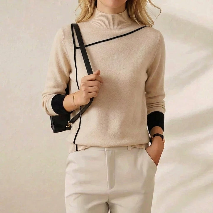 Rosamund – Turtleneck Jumper with Contrast Trim