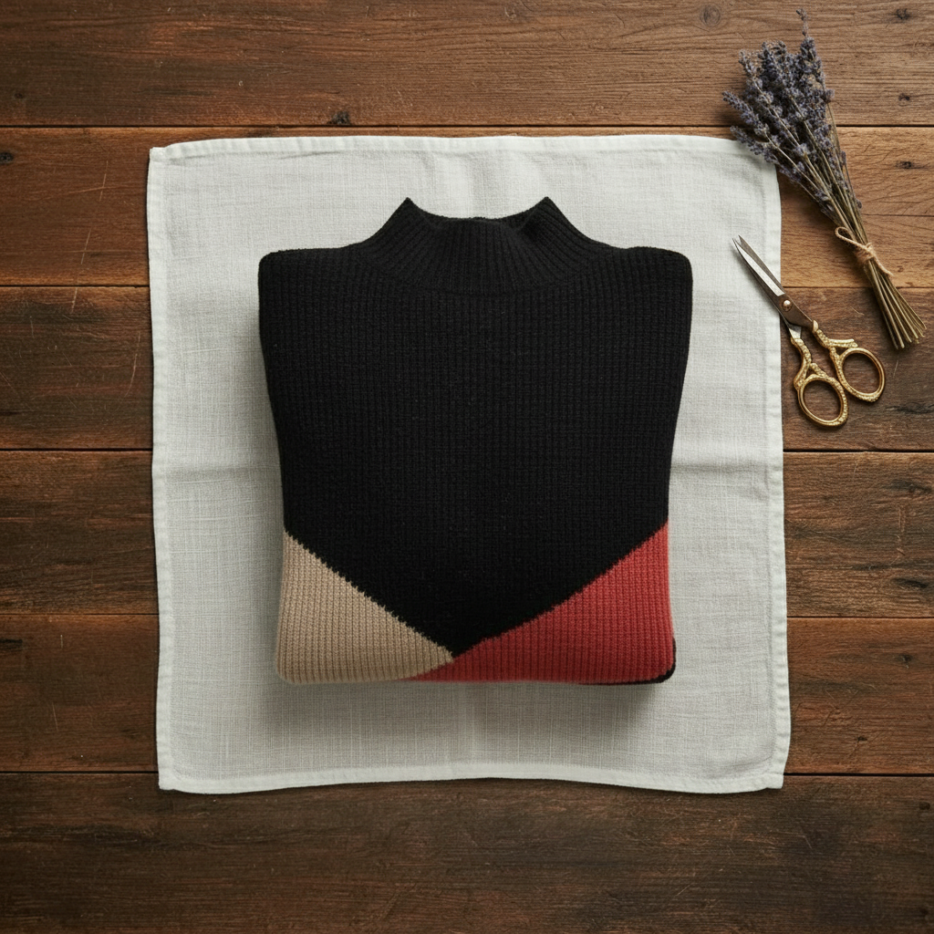 Bridget – Colour Block Mock Neck Jumper