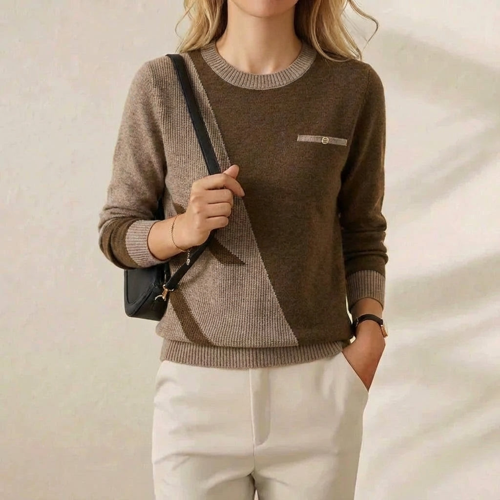 Iris – Crew Neck Jumper with Contrast Trim