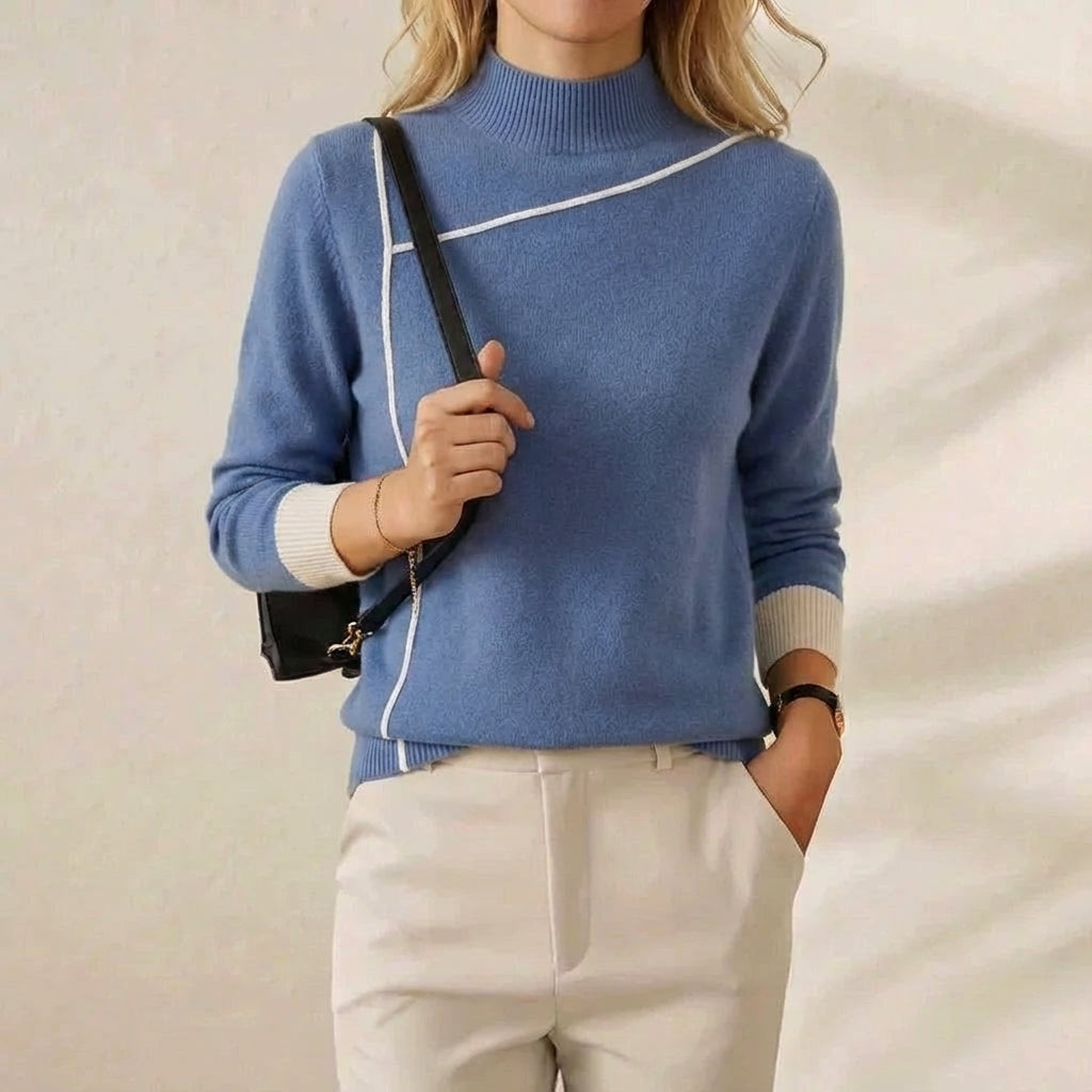 Rosamund – Turtleneck Jumper with Contrast Trim